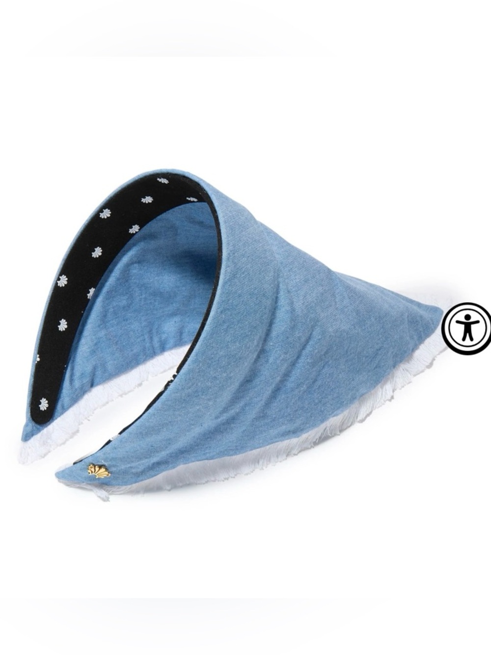 Lele Sadoughi LIGHT DENIM JACKIE CHAMBRAY HANDKERCHIEF HEADBAND + lace headband - Picture 3 of 11